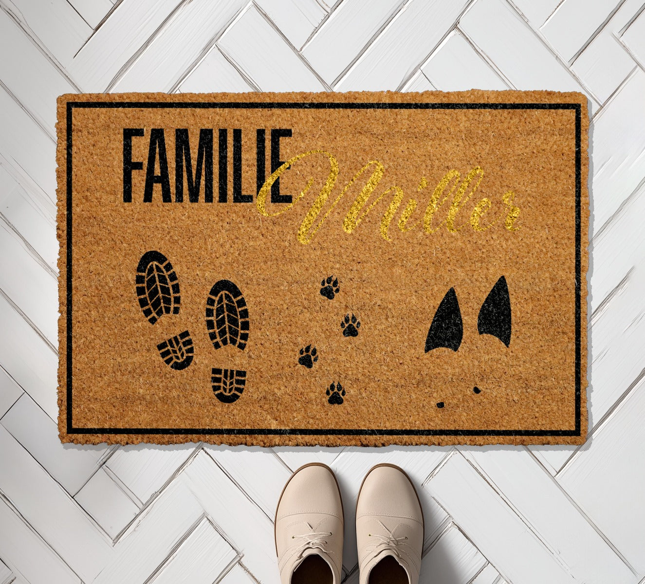 Personalized Family Footprint Doormat, Ideal Housewarming Gift for Dog Lovers