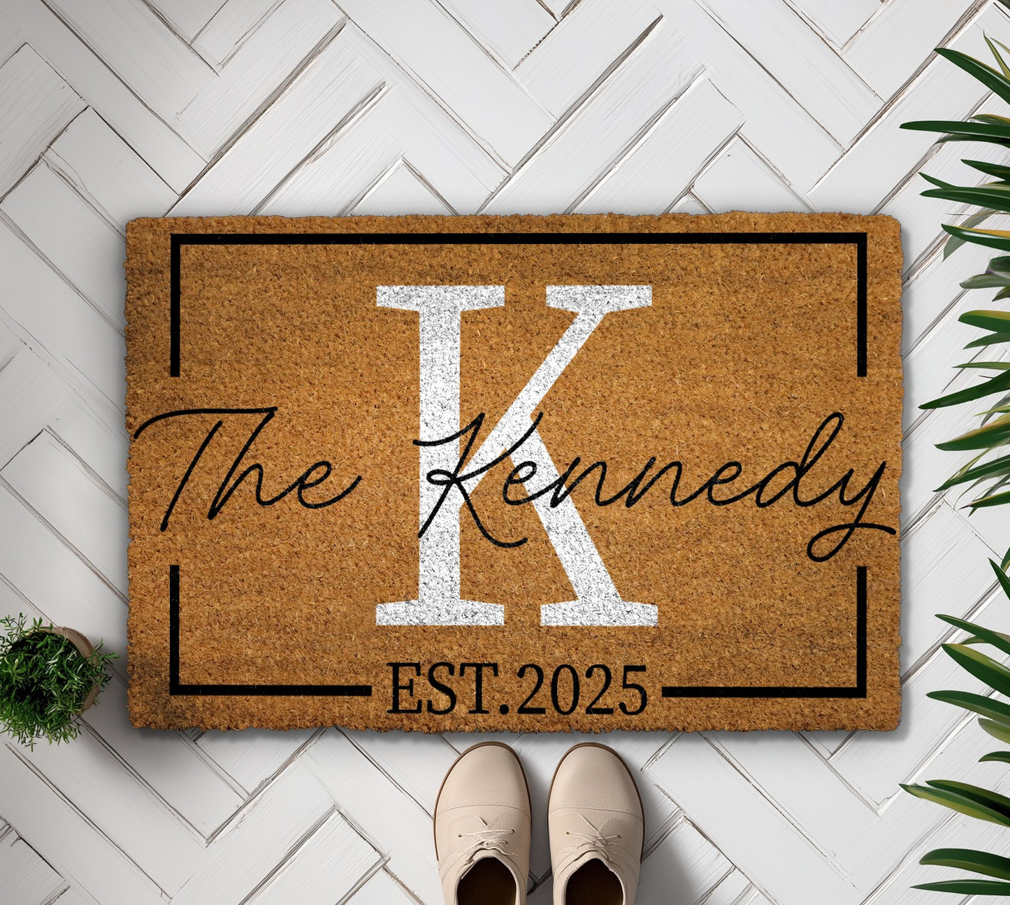 Custom Family Name Welcome Mat, Personalized Last Name & Est. Year