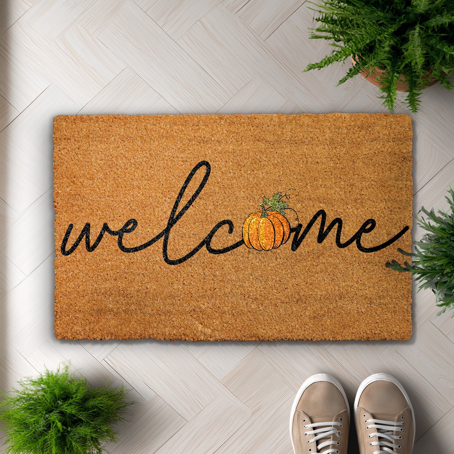 Fall Housewarming: Cozy Pumpkin Doormat, Thanksgiving Front Porch Decor