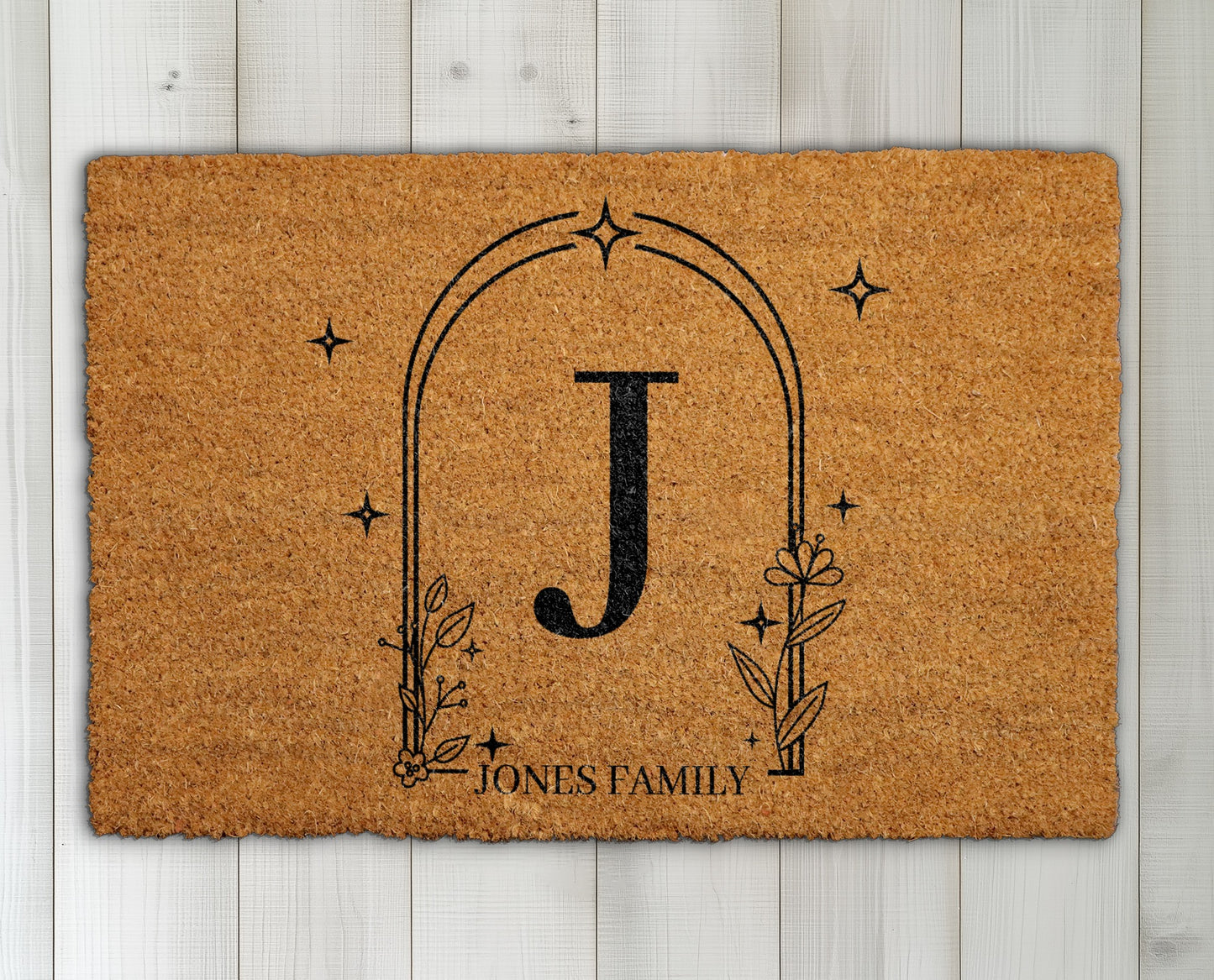 Personalized Initial & Last Name Welcome Mat, Modern & Elegant Decor