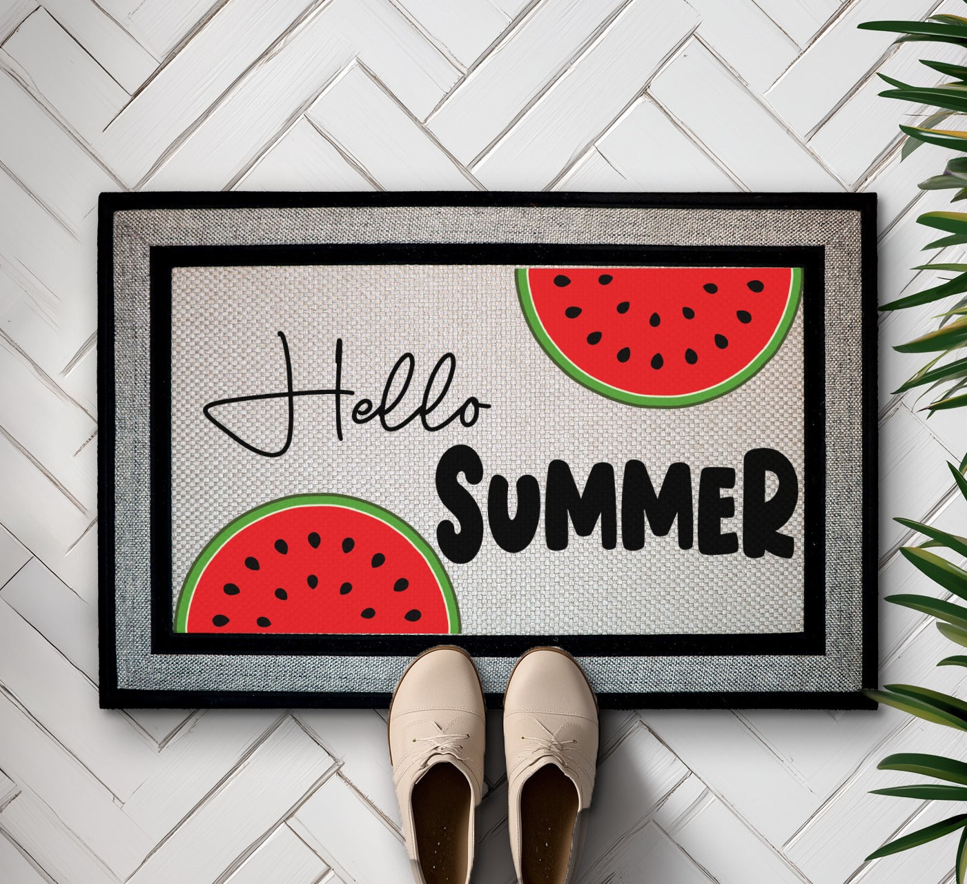 Cheerful Summer Watermelon Doormat, Funny Housewarming Welcome Mat