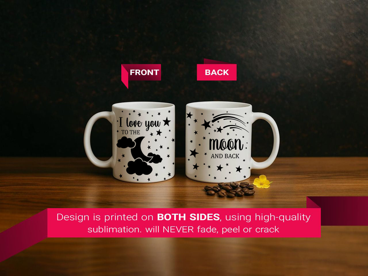 Celestial Lovers Ceramic Mug, Valentine's Day Gift for Husband and Wife