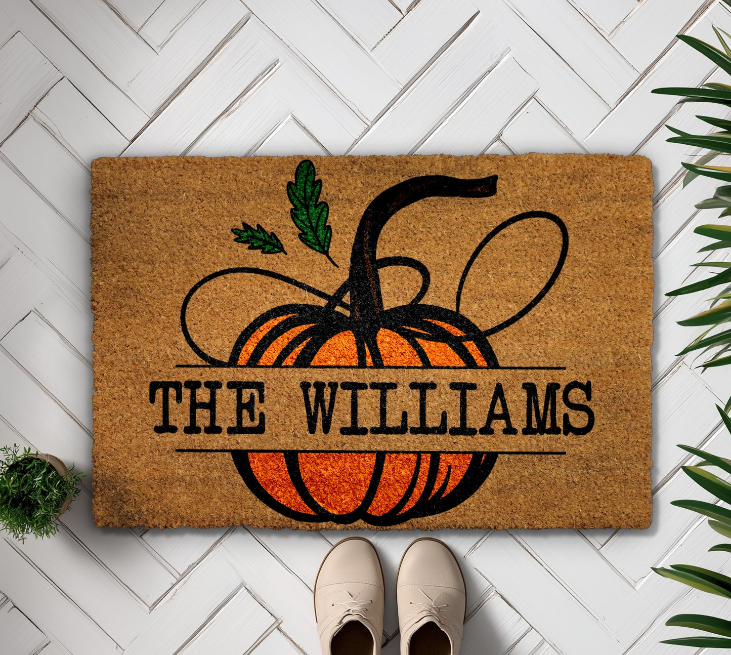 Custom Pumpkin Family Doormat: Fall Home Decor & Housewarming Gift