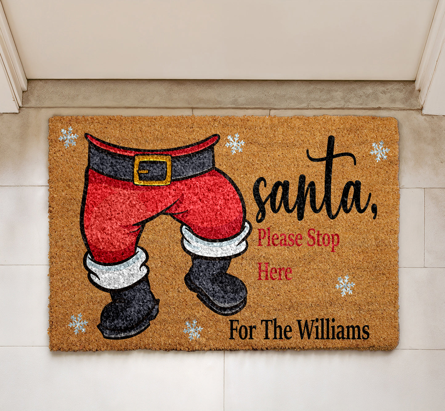 Spread Holiday Cheer with Custom Christmas Doormat, Personalized Santa Welcome Mat