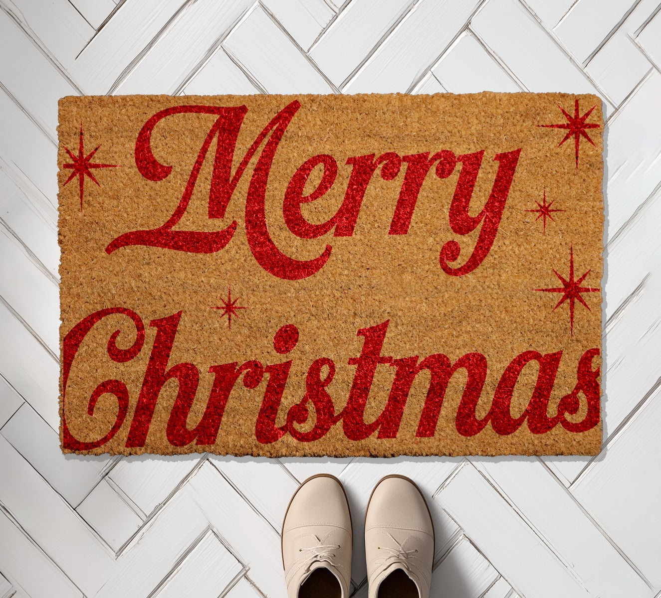 Festive Red Lettering Doormat, Perfect for Holiday Season Home Decor