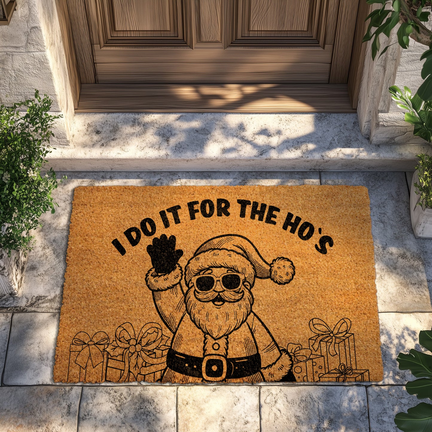 Santa's Ho Ho Hilarious Holiday Doormat, Xmas Cheerful Gifting Rug