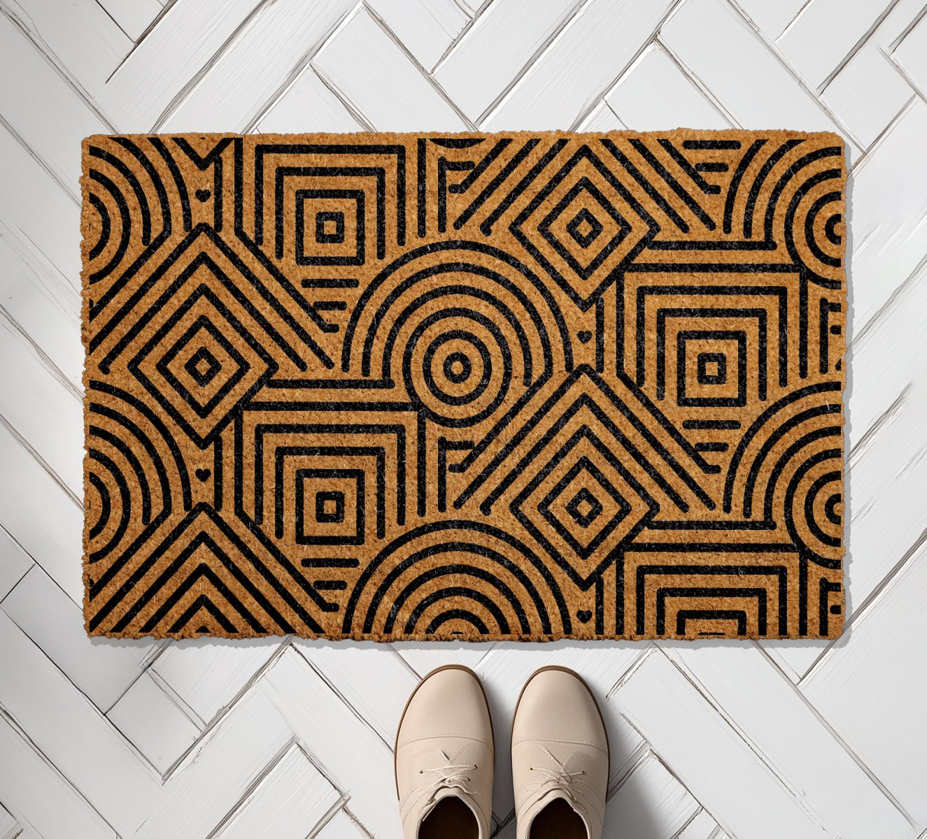 Contemporary Geometric Doormat, Stylish Housewarming Gift – Elevate Your Entryway!