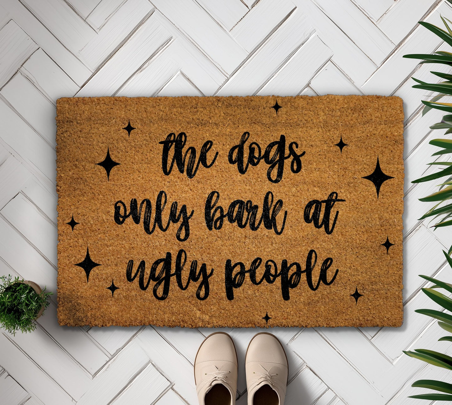 Rude Humor Welcome Mat, Funny Dog Doormat for Front Porch