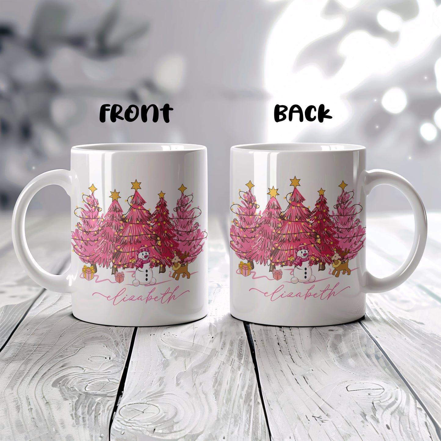 Customizable Christmas Tree Ceramic Cup, Cozy Coffee Mug, Hostess Gift