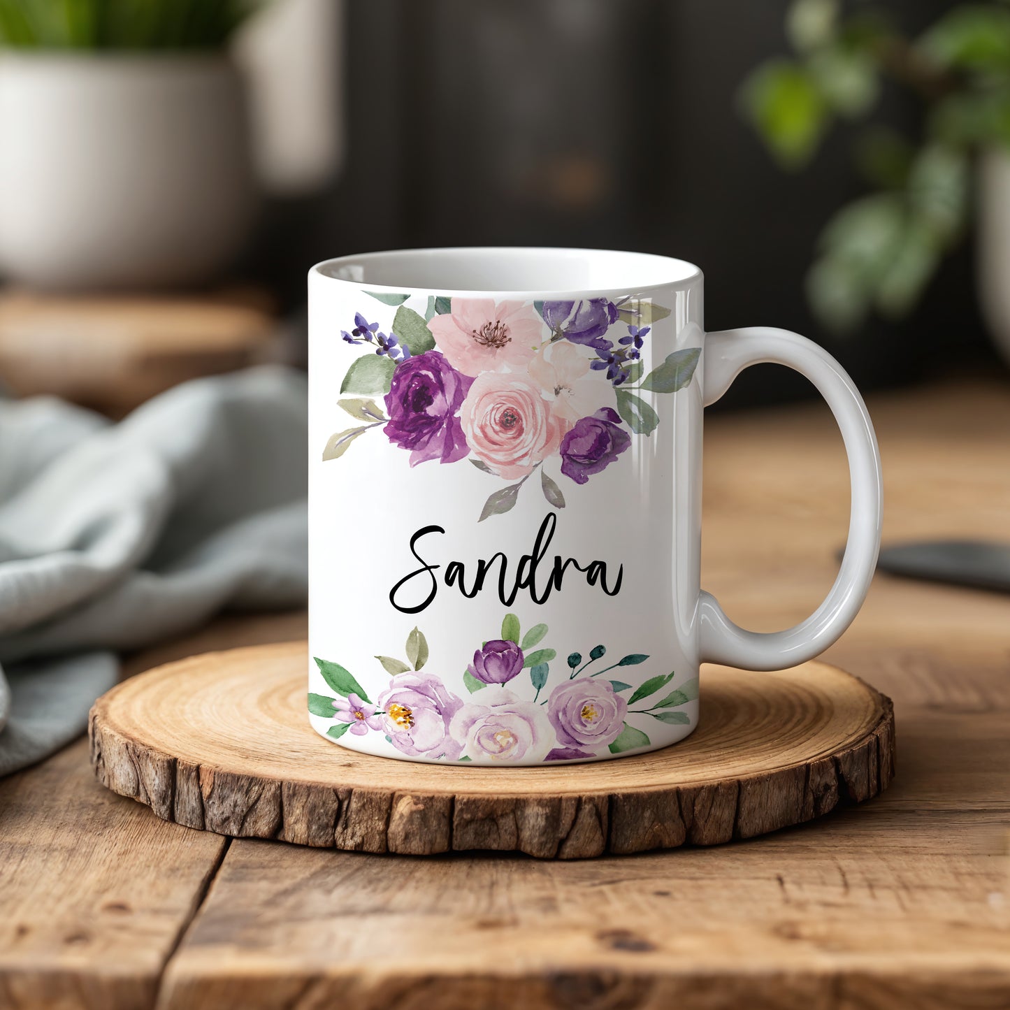 Elegant Custom Rose Mug, Personalized Floral Cup for Women, Coffee Lovers