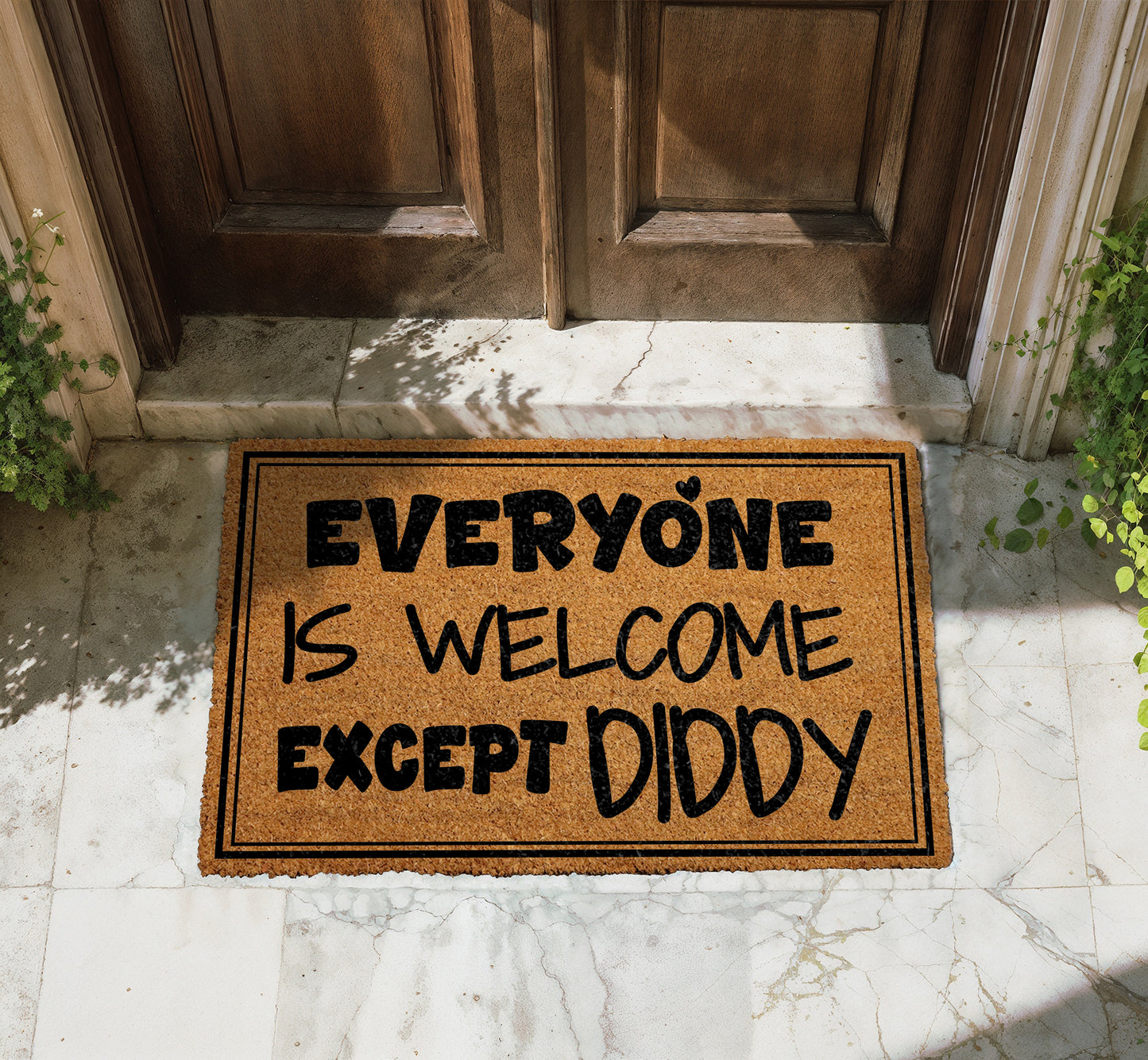 Rapper quote welcome mat, sarcastic housewarming decor for front porch