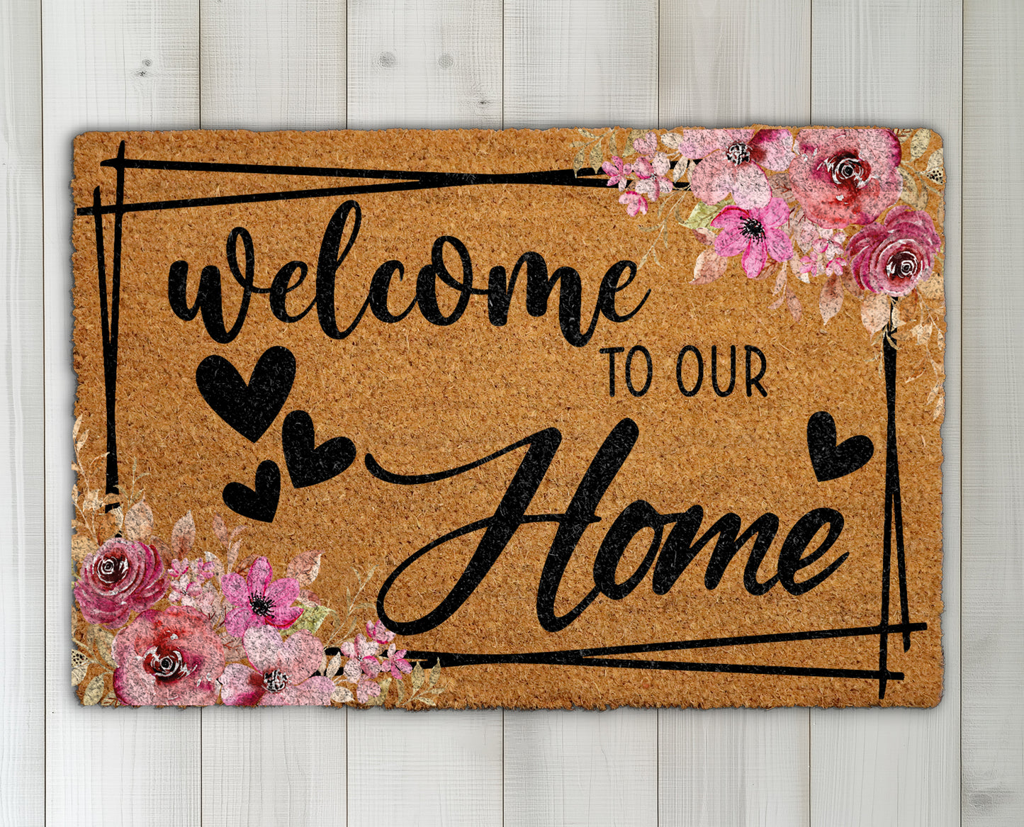 Charming Pink Rose Doormat, Heartwarming Entrance Décor and Ideal Gift
