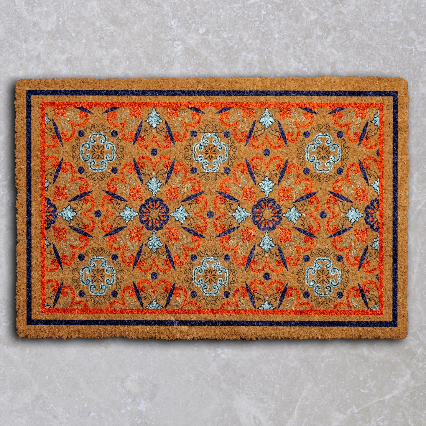 Boho Chic Moroccan Doormat, Rustic Geometric Housewarming Gift, Front Porch