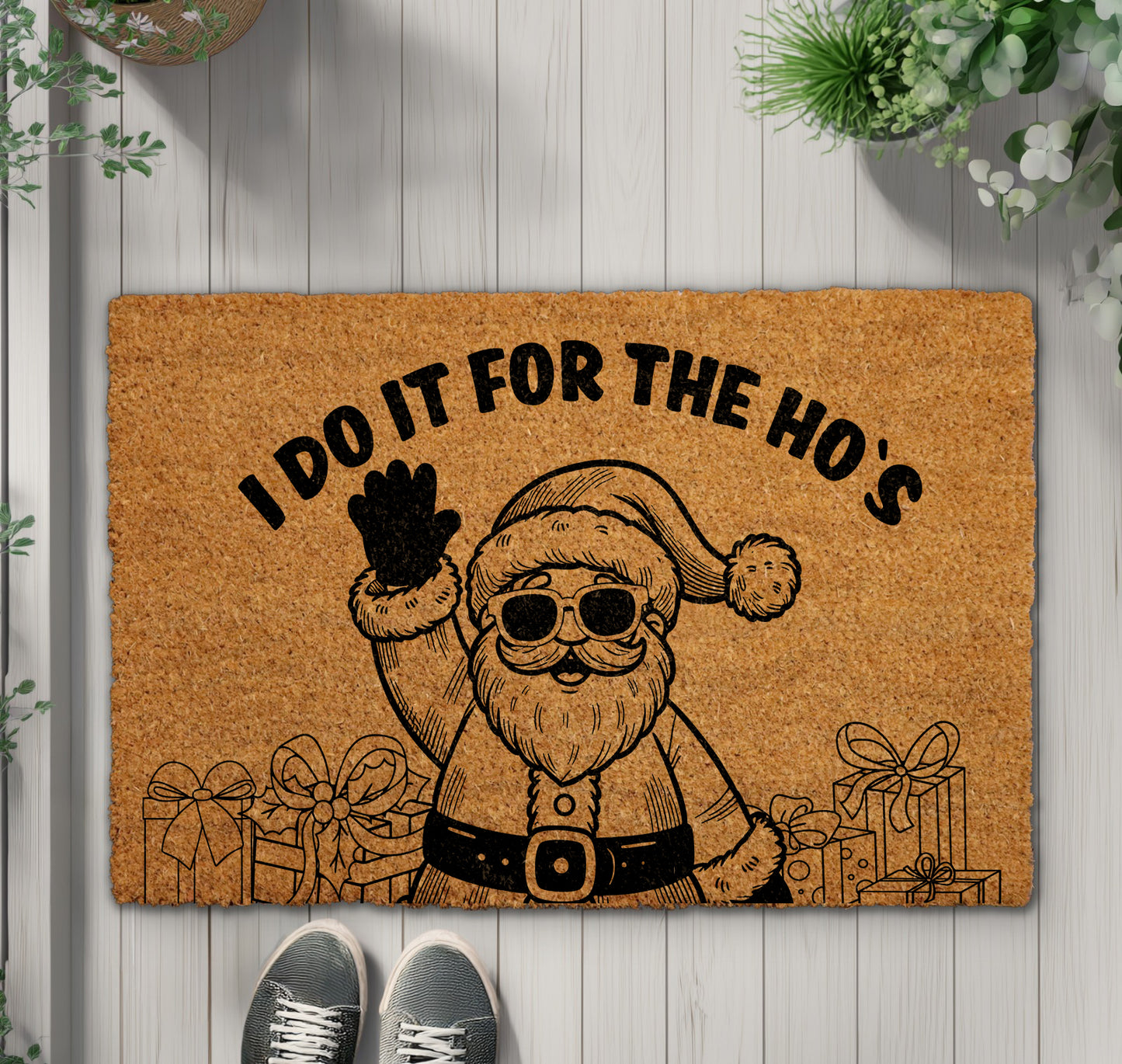 Santa's Ho Ho Hilarious Holiday Doormat, Xmas Cheerful Gifting Rug