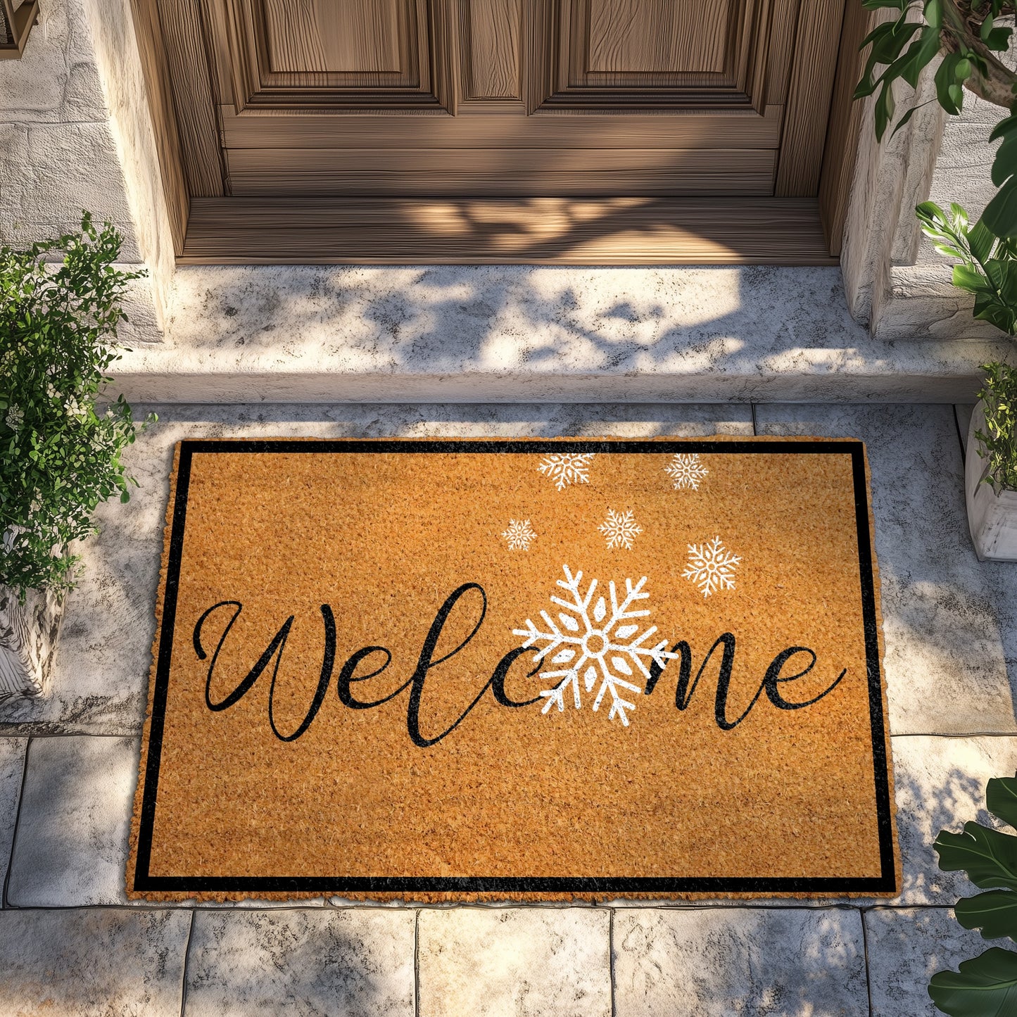 Winter Welcome: Snowflake Doormat, Festive Front Porch Rug, Housewarming Gift