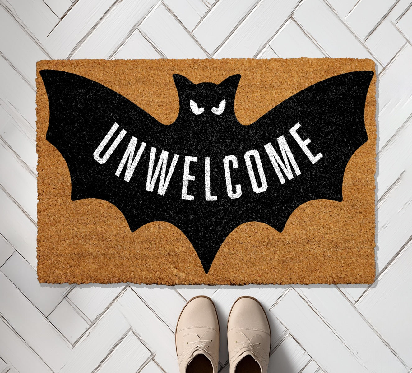 Spooky Bat, Funny Gothic Doormat for Fall Front Door Decor