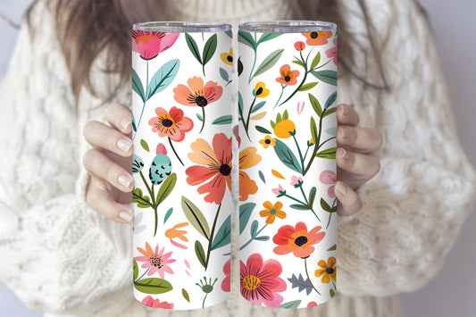 20oz Stainless Steel Floral Tumbler, Insulated Cup, Cute Travel Mug