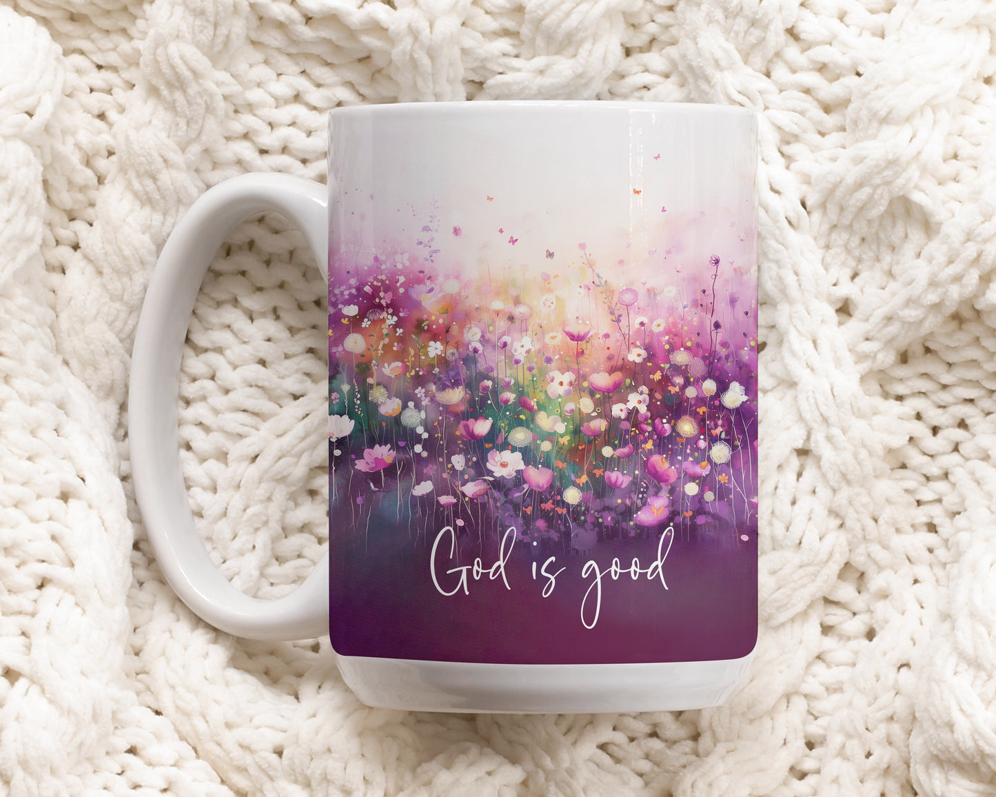 Wildflower Christian Mug, Floral Inspirational Cup, God Is Good