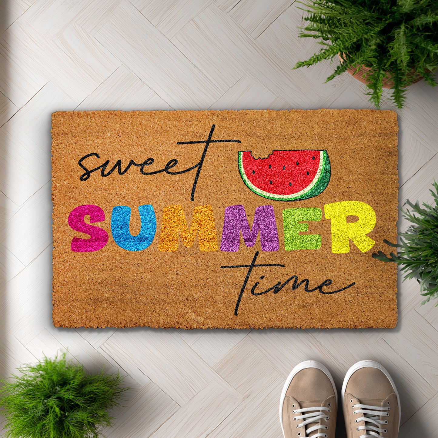 Cheerful Summer Vibes: Colorful, Funny Watermelon Doormat, Sweet Welcome!