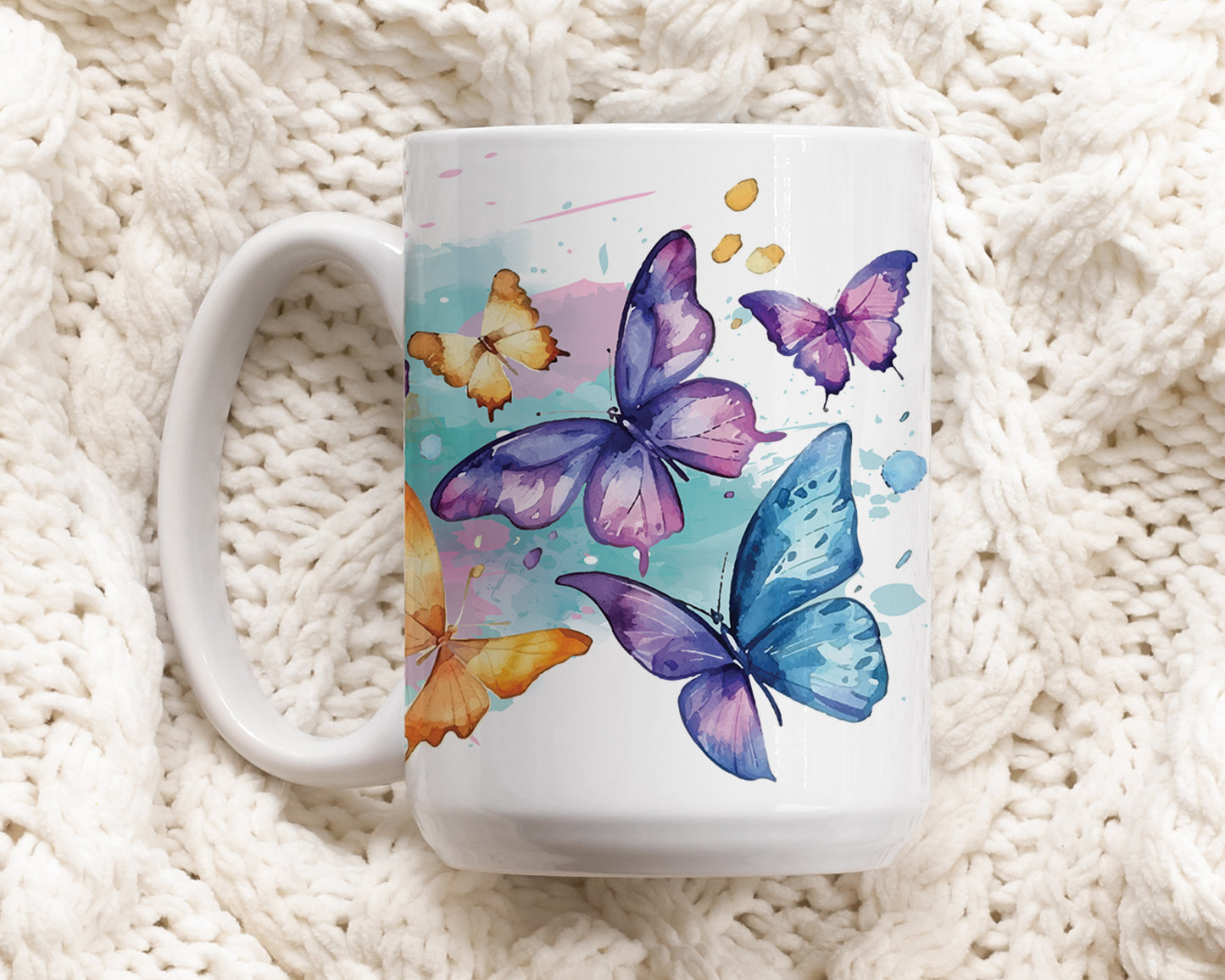 Whimsical Butterfly Mug, Colorful Ceramic Cup, Nature-Inspired Gift 11oz/15oz
