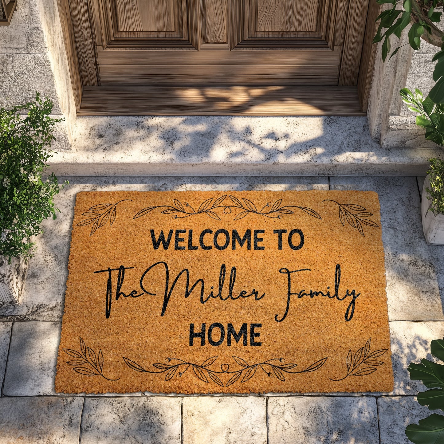 Personalized Family Name Doormat, Custom Last Name Front Porch Decor