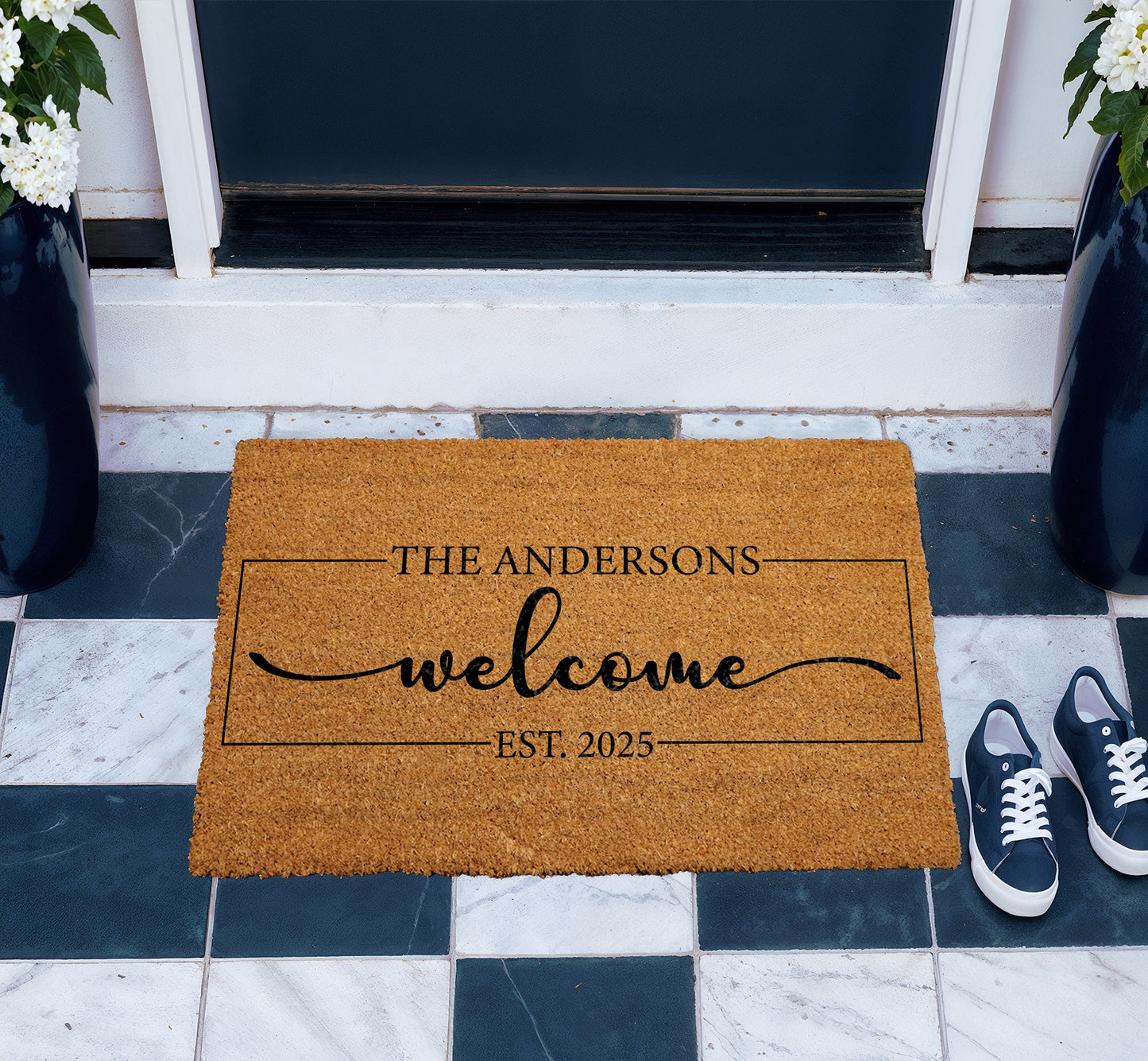 Custom Personalized Family Name Welcome Doormat, Wedding & Housewarming Gift