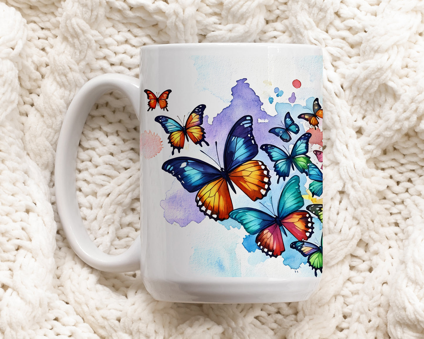 Nature-Inspired Butterfly Ceramic Mug, Garden Lover's Spring Drinkware