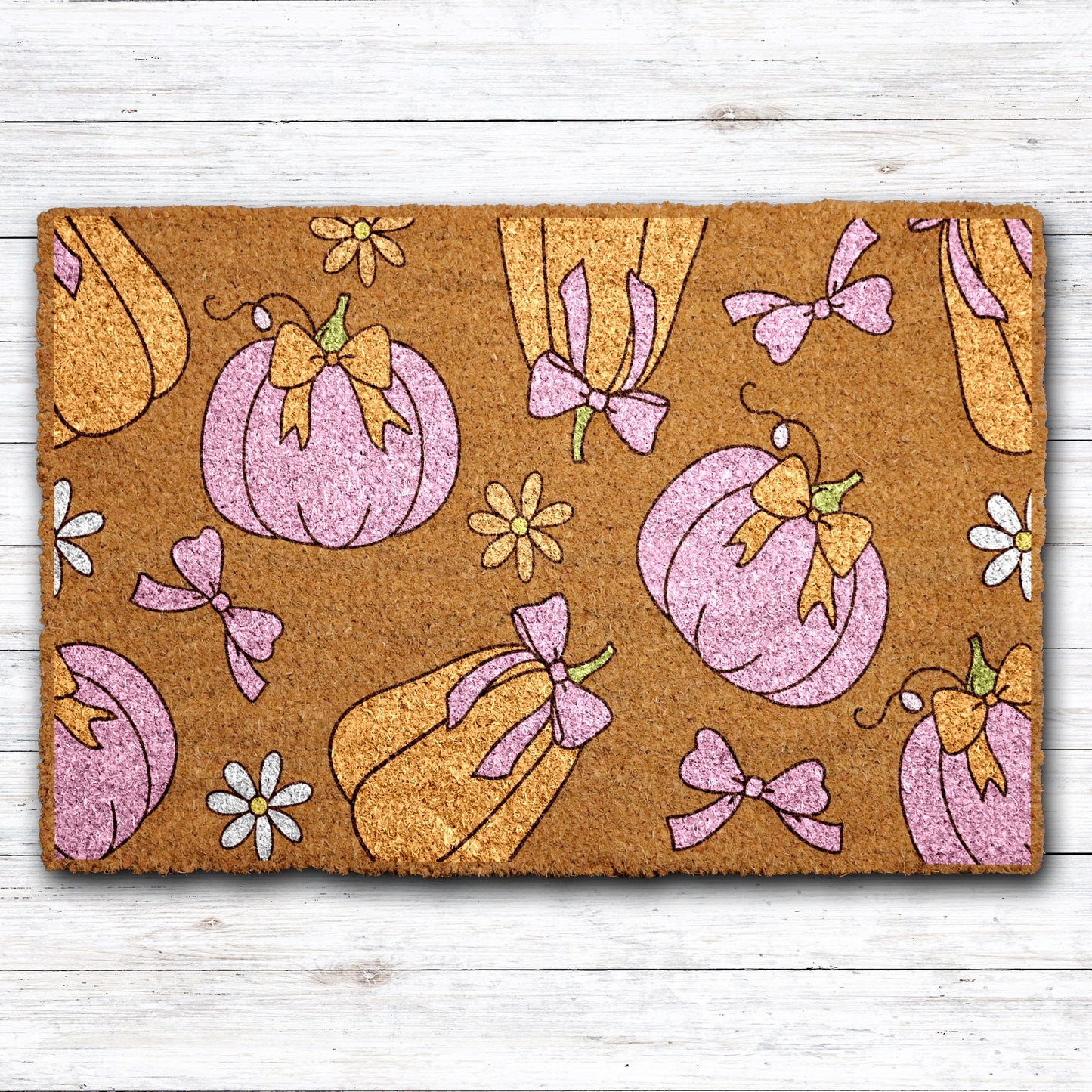 Coquette Bow Pumpkin Doormat: Cute Fall Decor for Autumn Welcomes