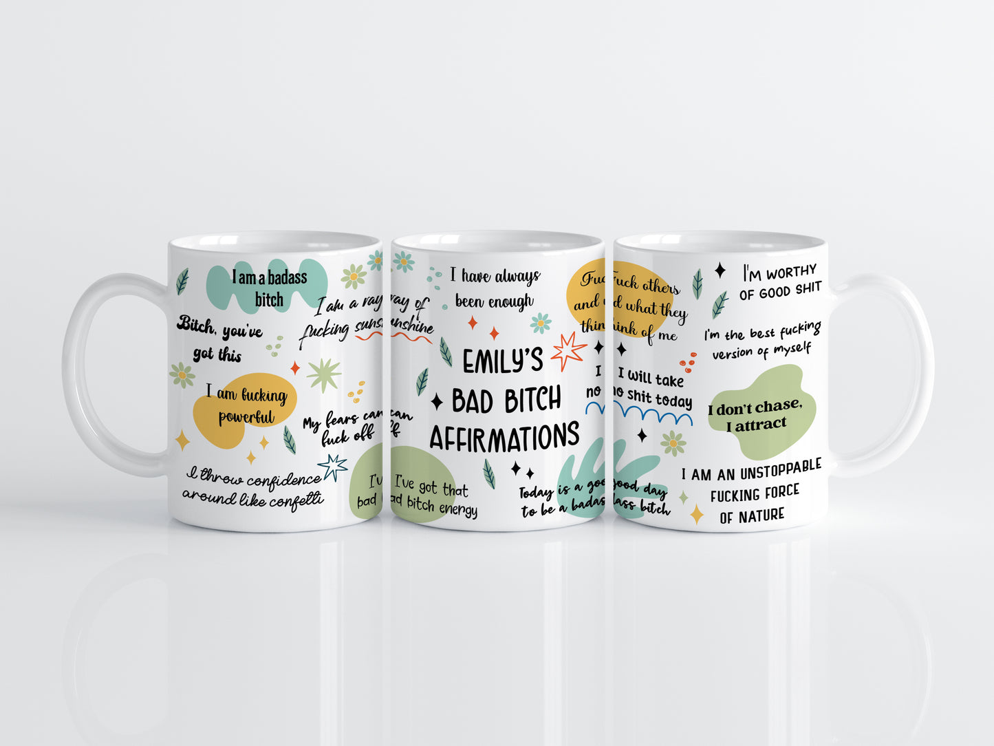 Custom Name Bad Bitch Coffee Mug, Motivation Swearing Cup
