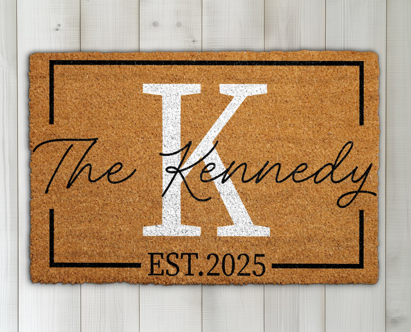 Custom Family Name Welcome Mat, Personalized Last Name & Est. Year
