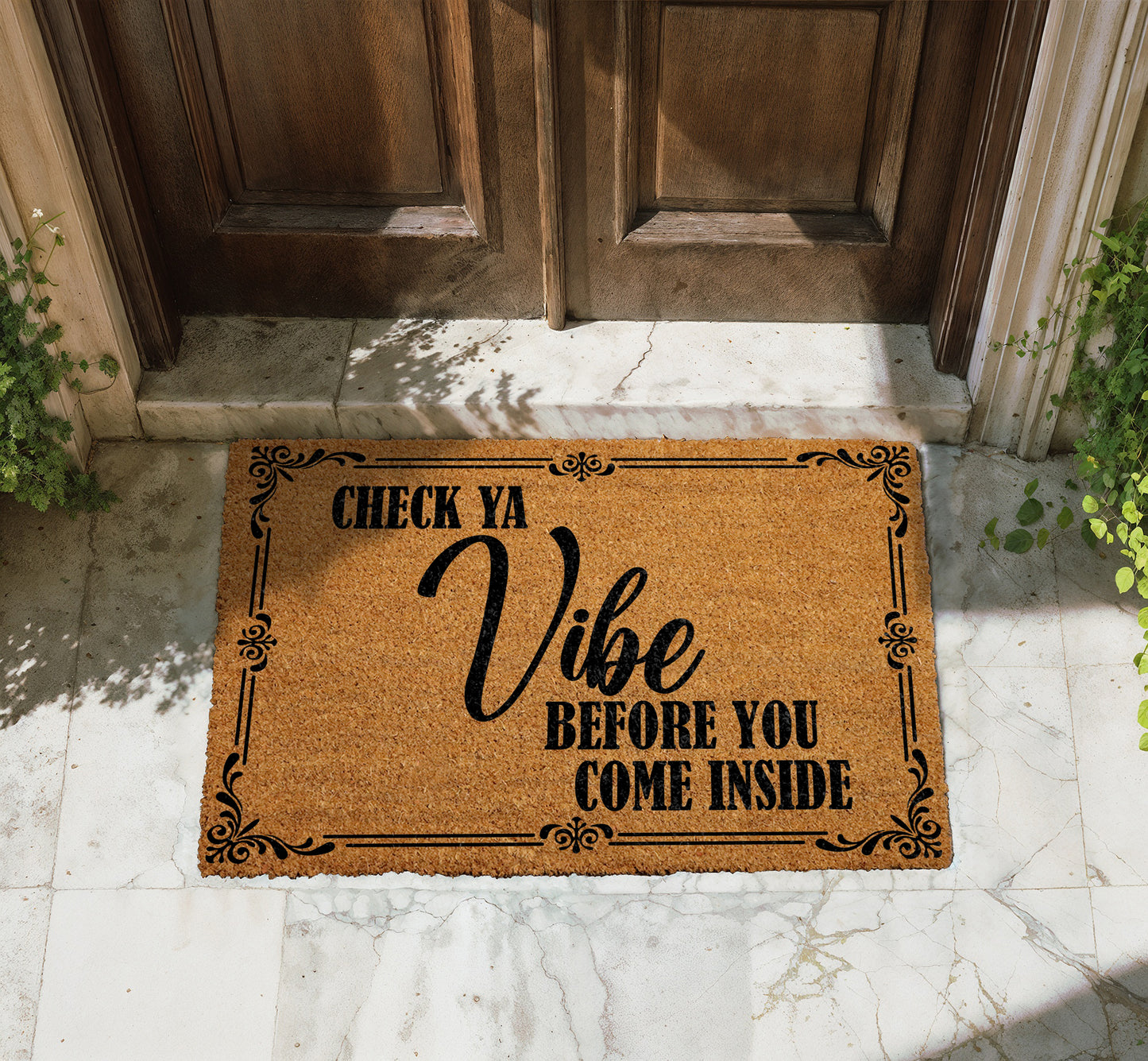 Good Vibes Only Doormat, Humorous Welcome Rug For Positive Entrance