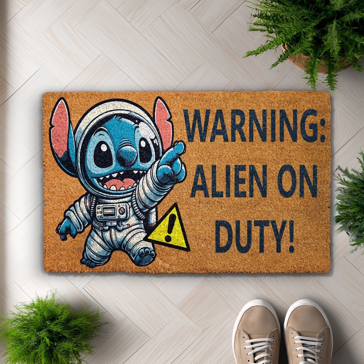 Stitch Astronaut Doormat: Alien Welcome Mat for Disney Fans