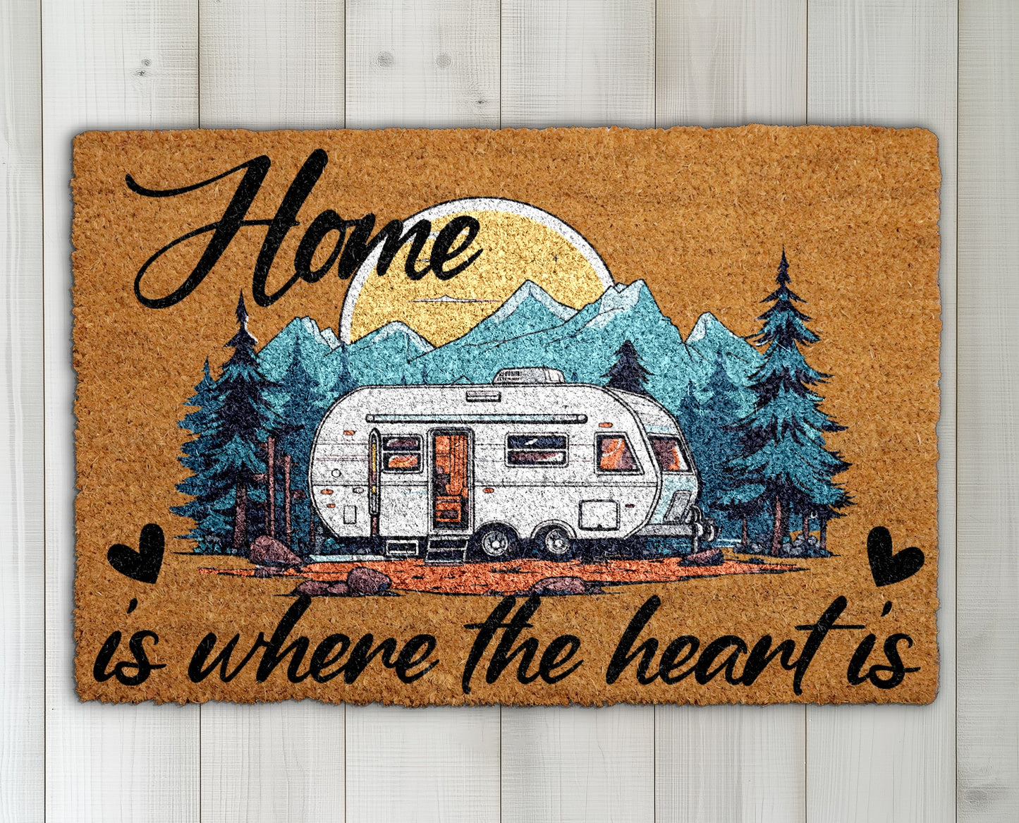 Mountain Landscape Rug, Welcome Home Doormat for RV Travel Lover