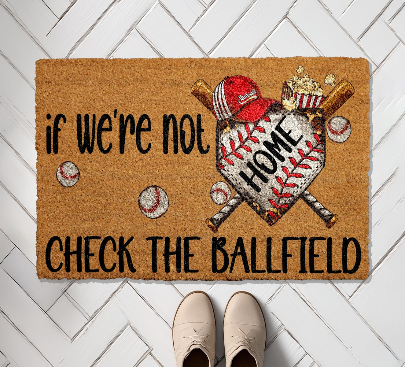 Home or Ballfield? Baseball Lover's Funny Welcome Mat.