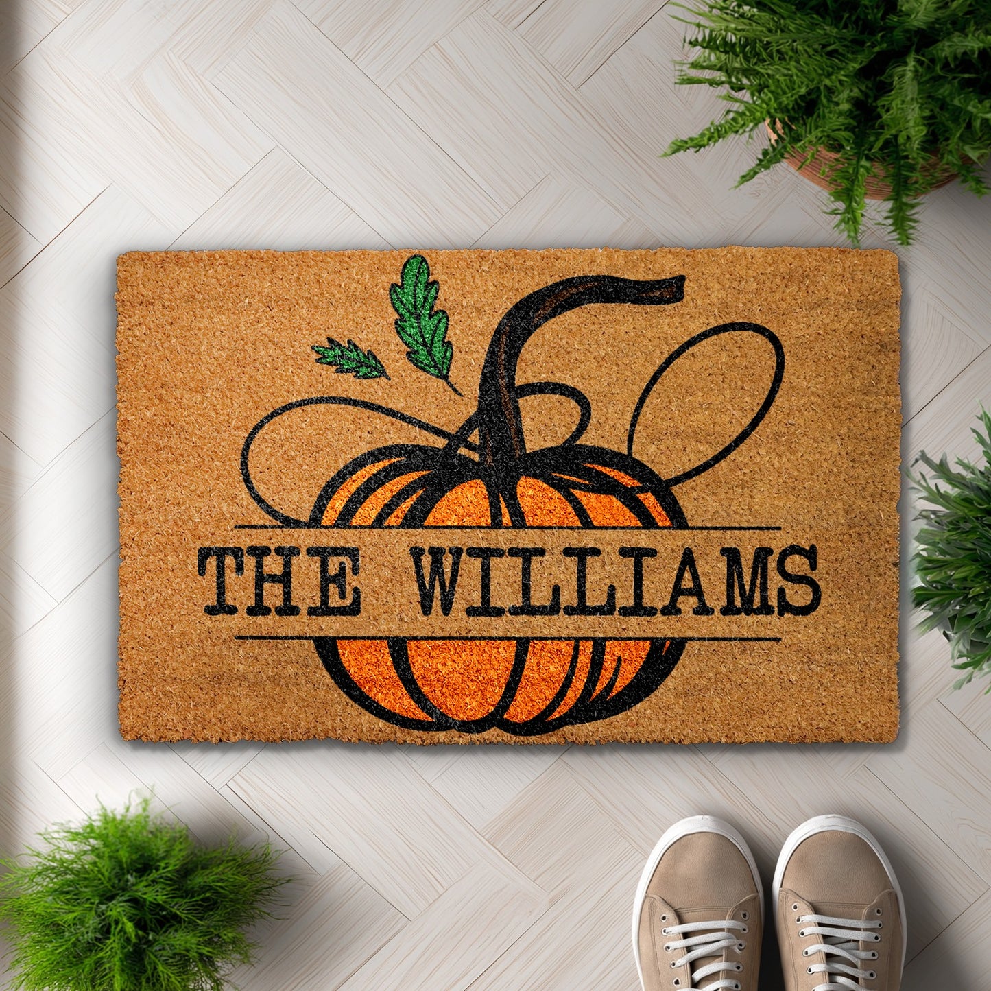 Custom Pumpkin Family Doormat: Fall Home Decor & Housewarming Gift