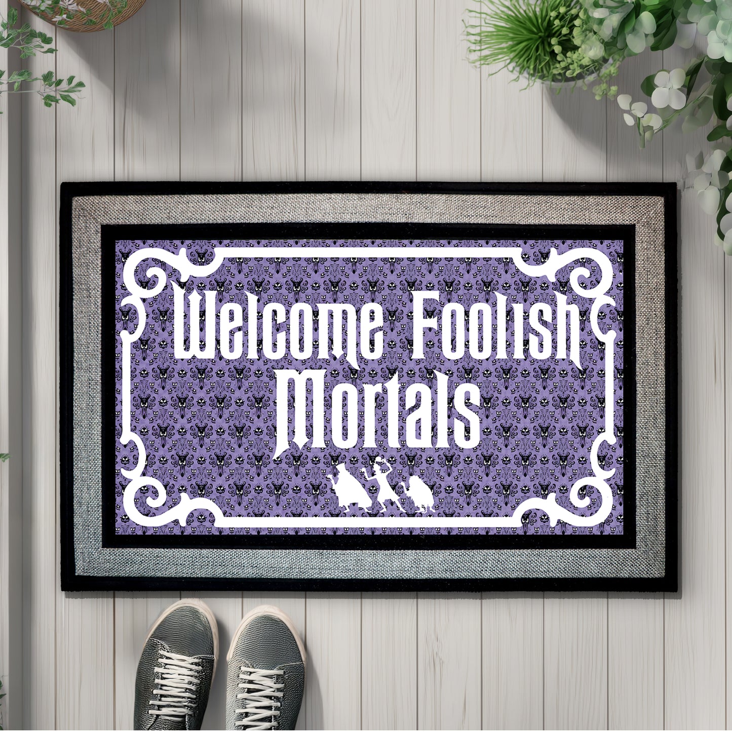 Spooky Disney Doormat, Creepy Halloween Decor for Horror Movie Fans