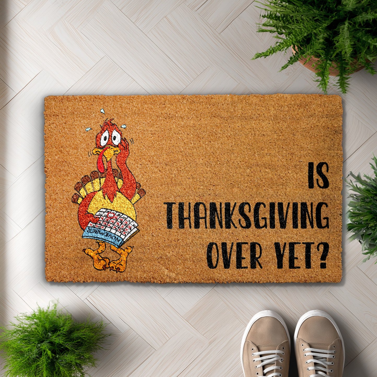 Thanksgiving Over Yet Doormat, Funny Turkey Fall Welcome Mat