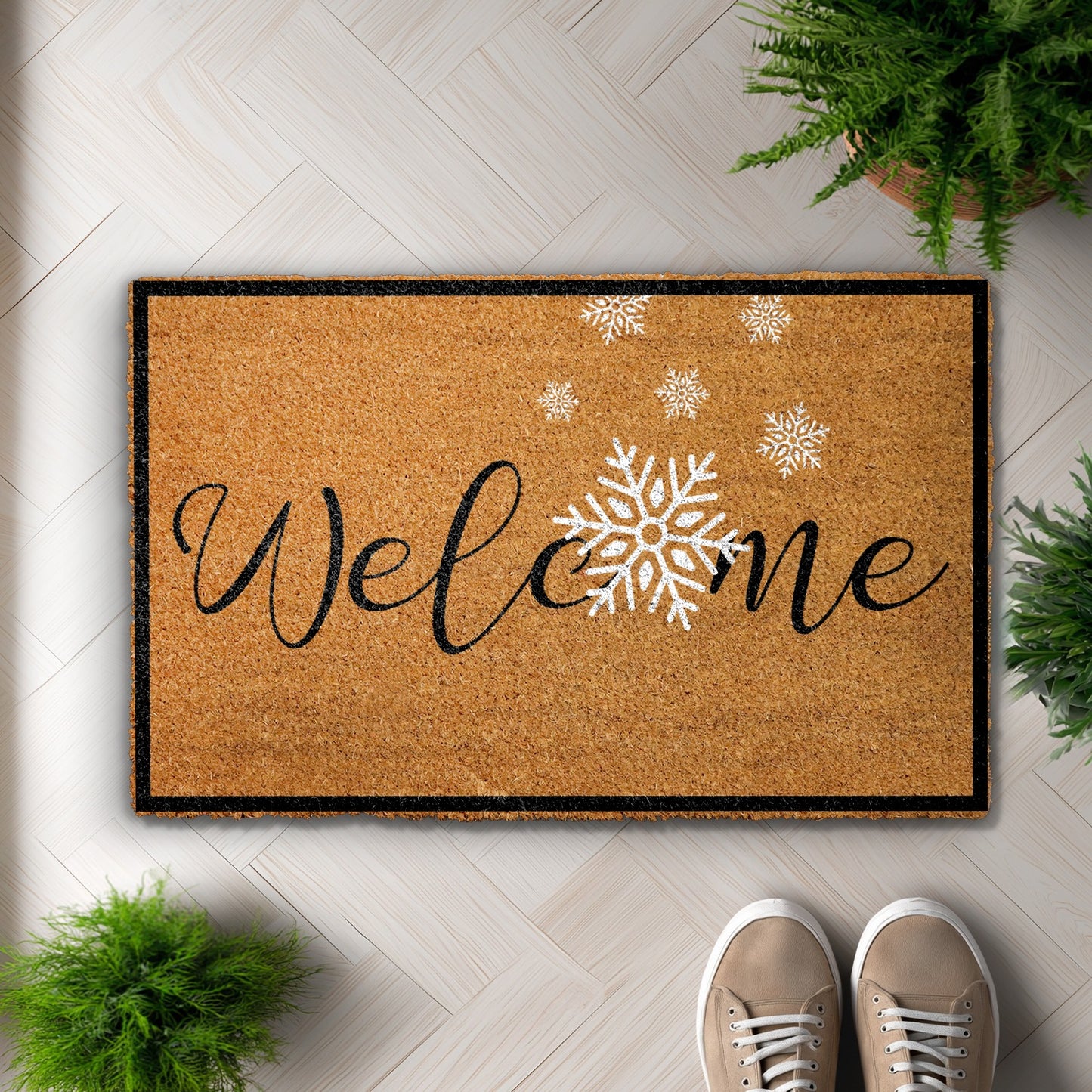 Winter Welcome: Snowflake Doormat, Festive Front Porch Rug, Housewarming Gift