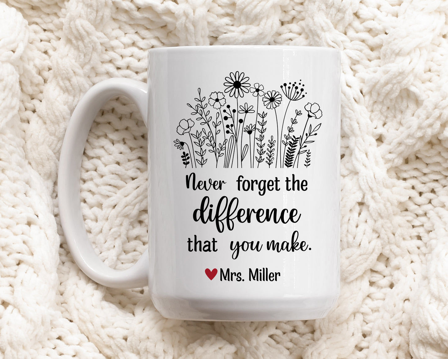 Custom Teacher Mug, Personalized Appreciation Cup, Make a Difference