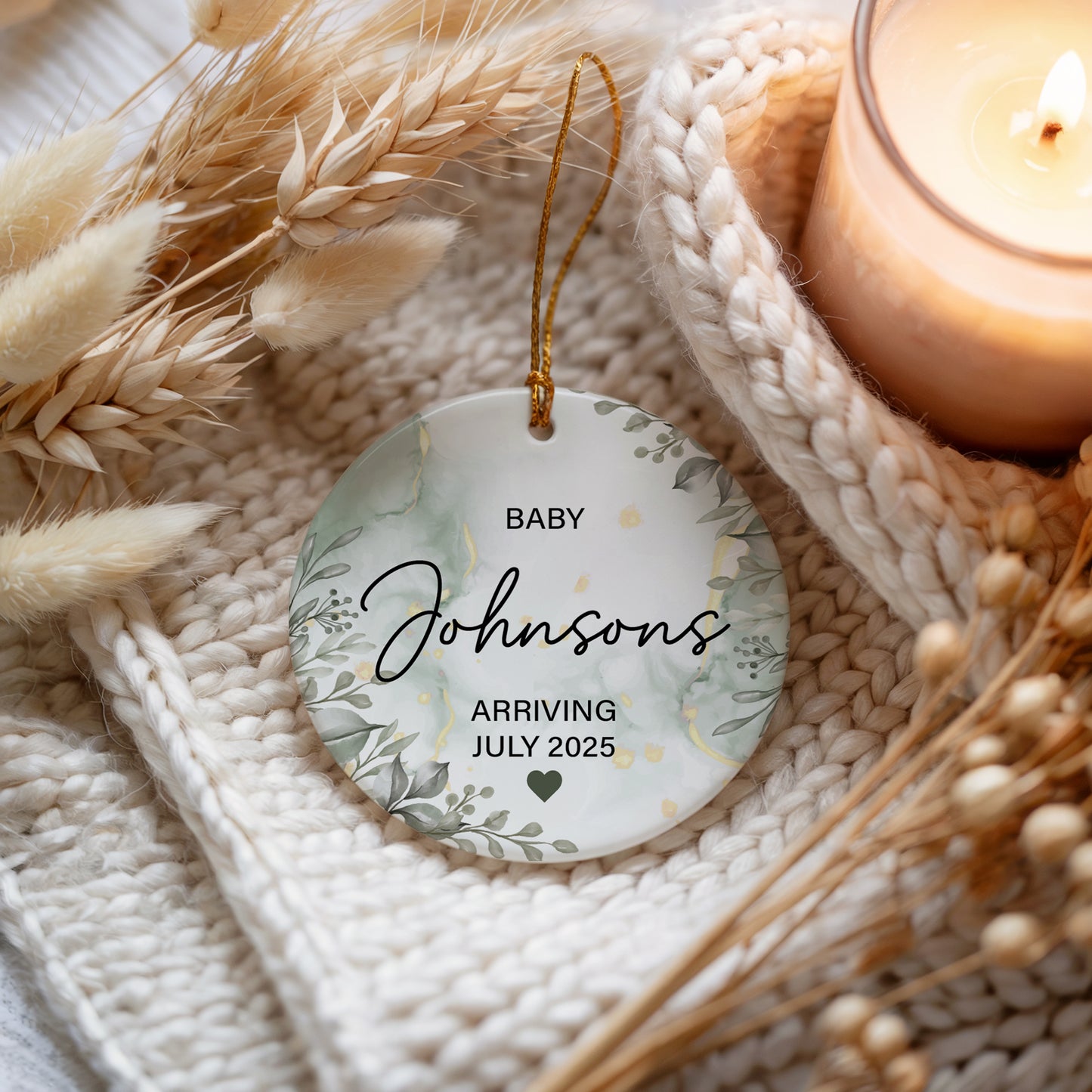 Custom Baby Arrival Ornament, Shower Keepsake, Pregnancy Announcement Decoration