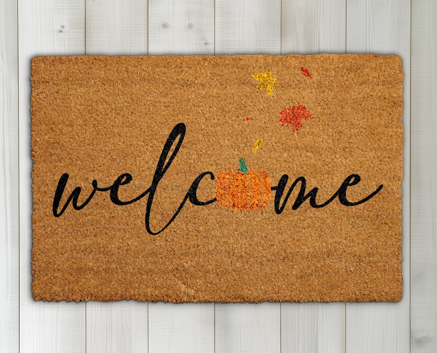 Autumn Leaves Home Decor, Pumpkin Welcome Mat for Farmhouse Entry