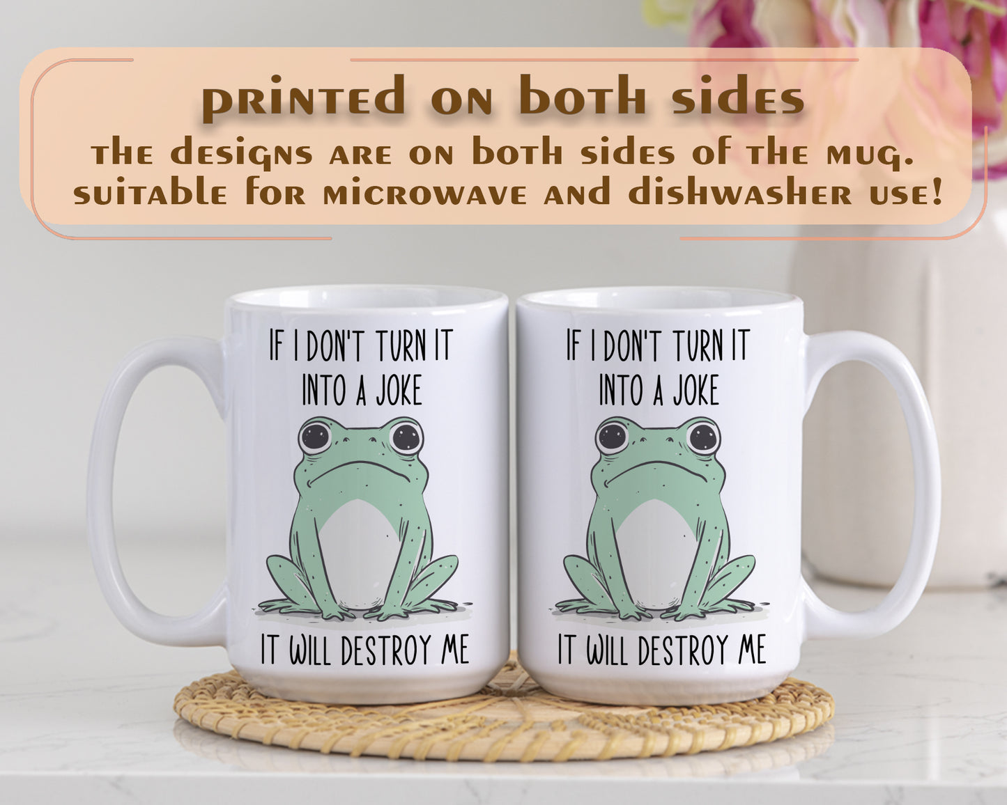 Sarcastic Humour Frog Mug, Funny Mental Health Cup, Hilarious Ceramic