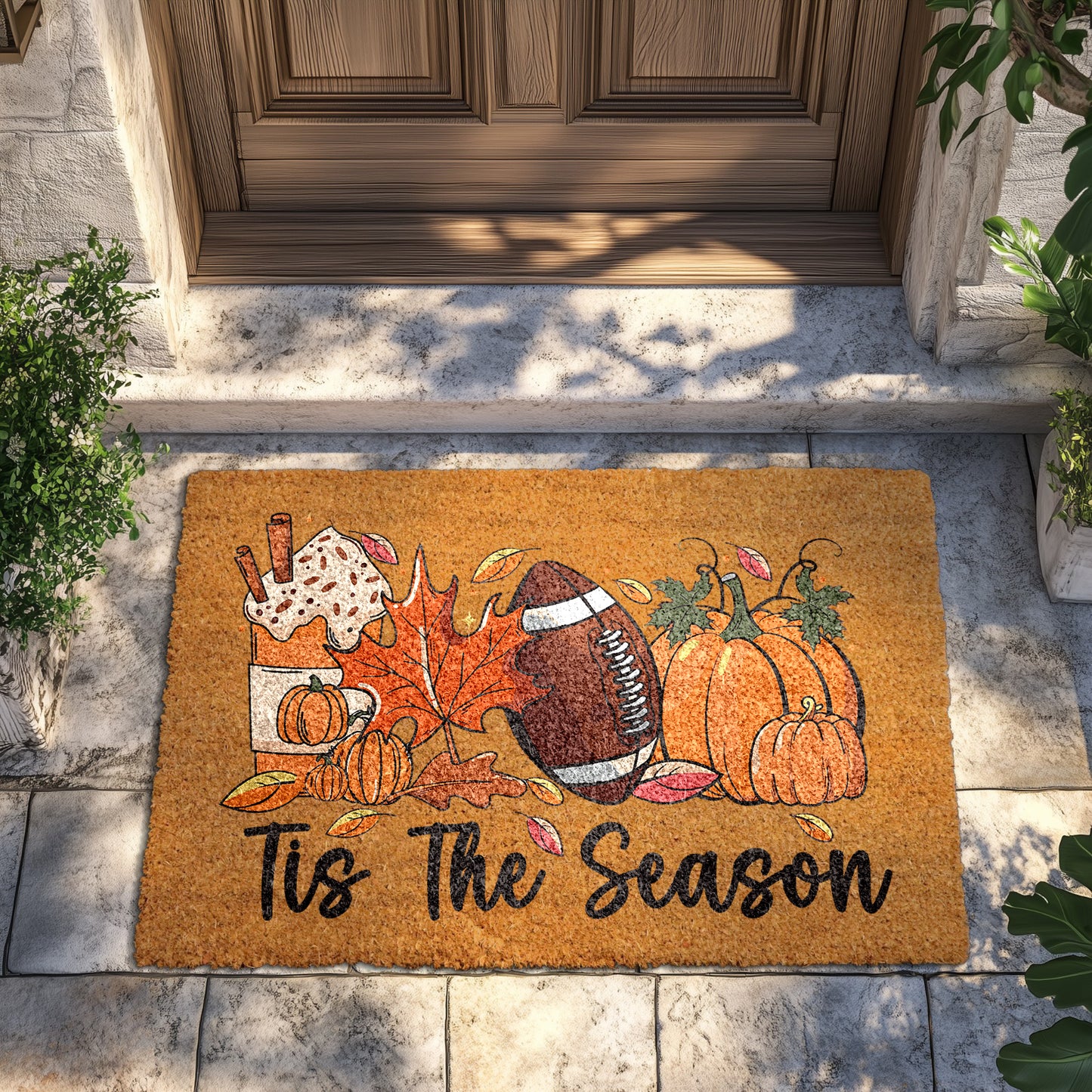 Cozy Welcome: Thanksgiving Mat, Pumpkin Spice, Football – Perfect Housewarming Gift!