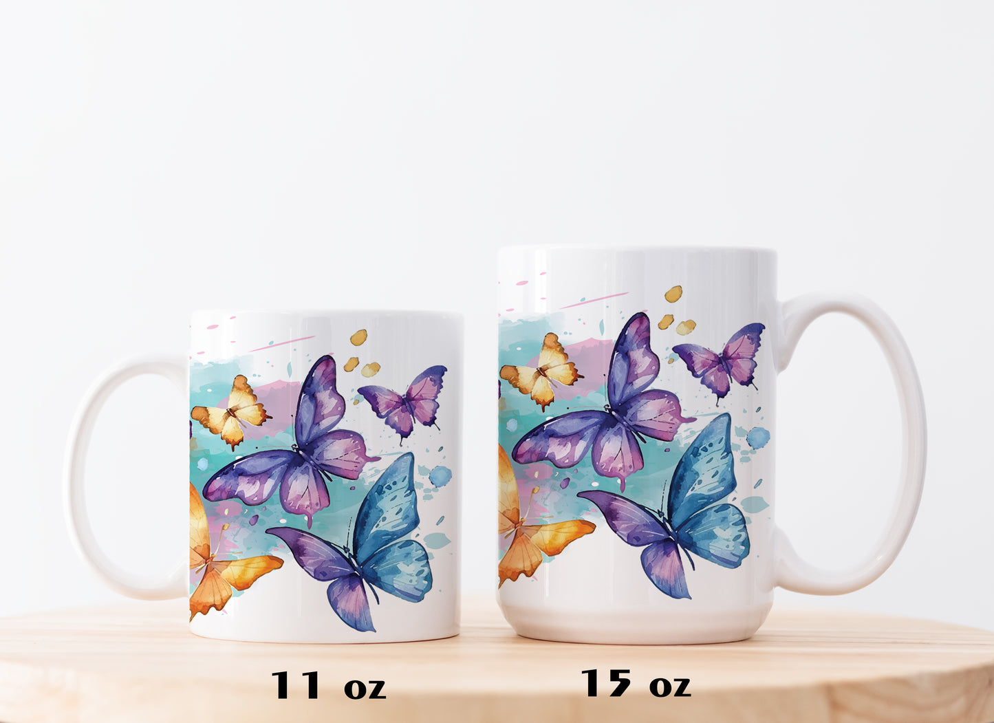 Whimsical Butterfly Mug, Colorful Ceramic Cup, Nature-Inspired Gift 11oz/15oz