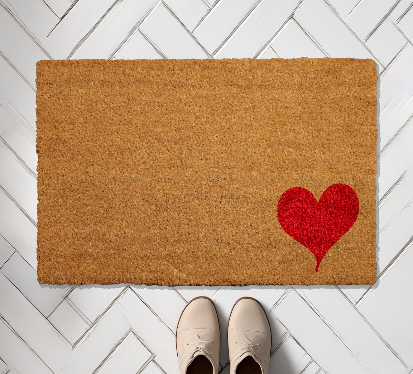 Charming Red Heart Doormat, Sweet Valentine's Day Home Welcome