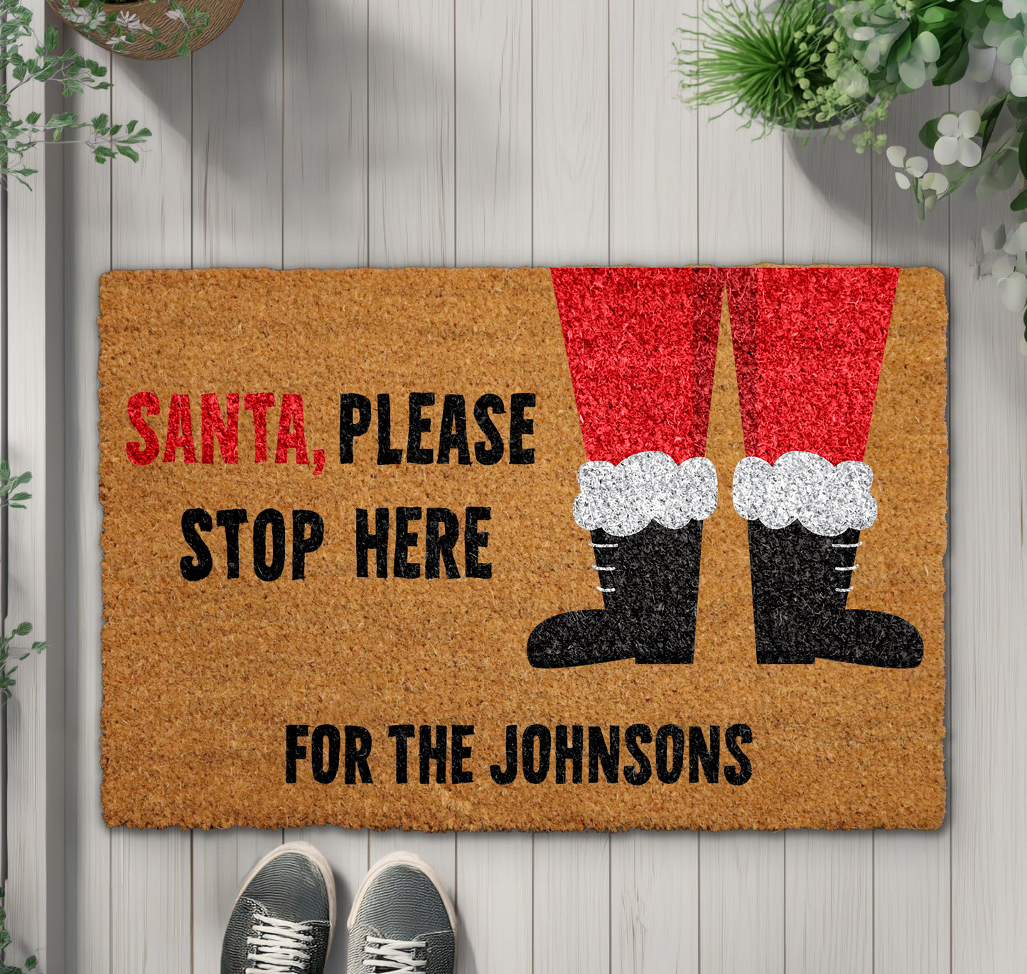 Custom Santa Welcome Mat for Festive Xmas Front Porch Decor