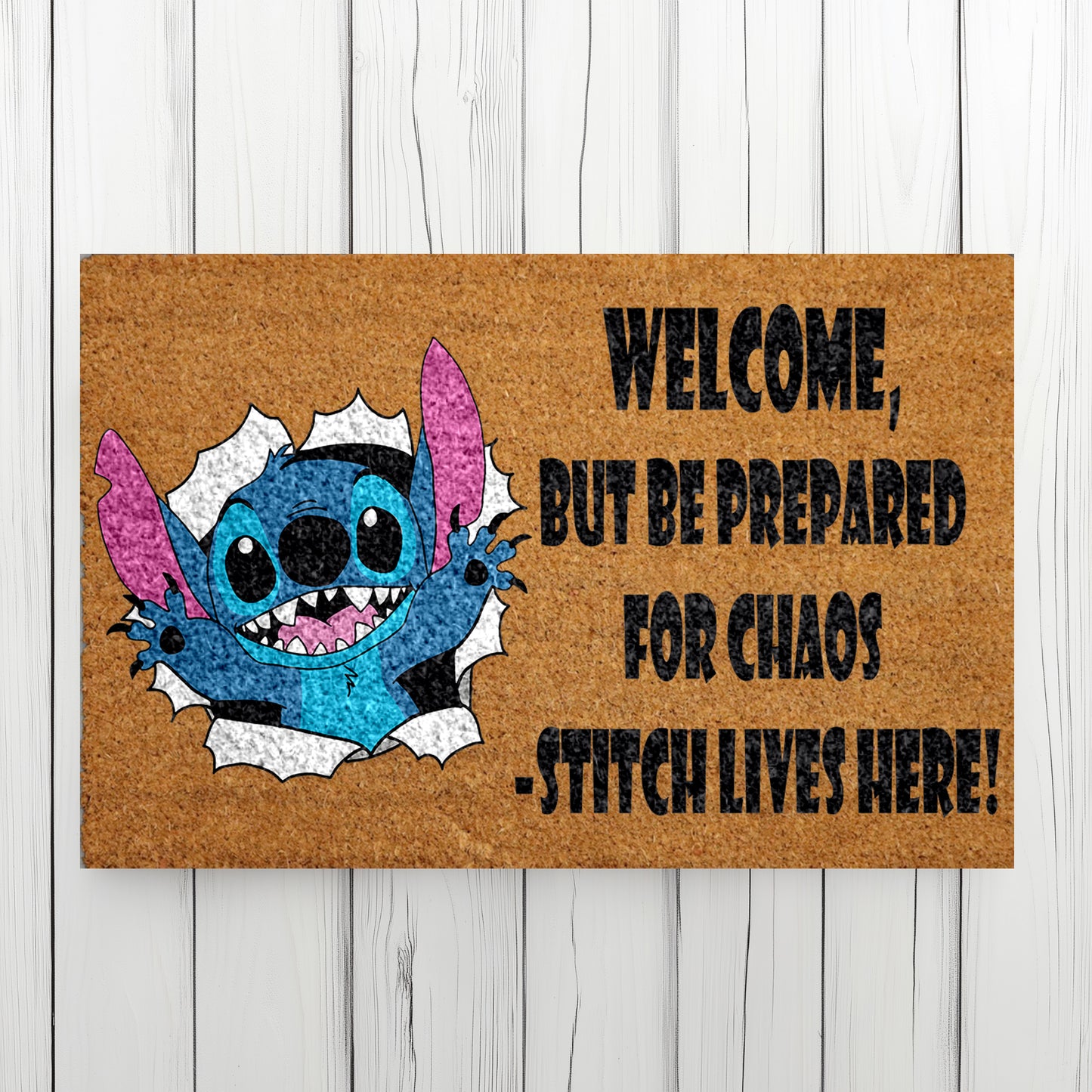 Stitch Lives Here Doormat, Funny Disney Fans Housewarming Decor