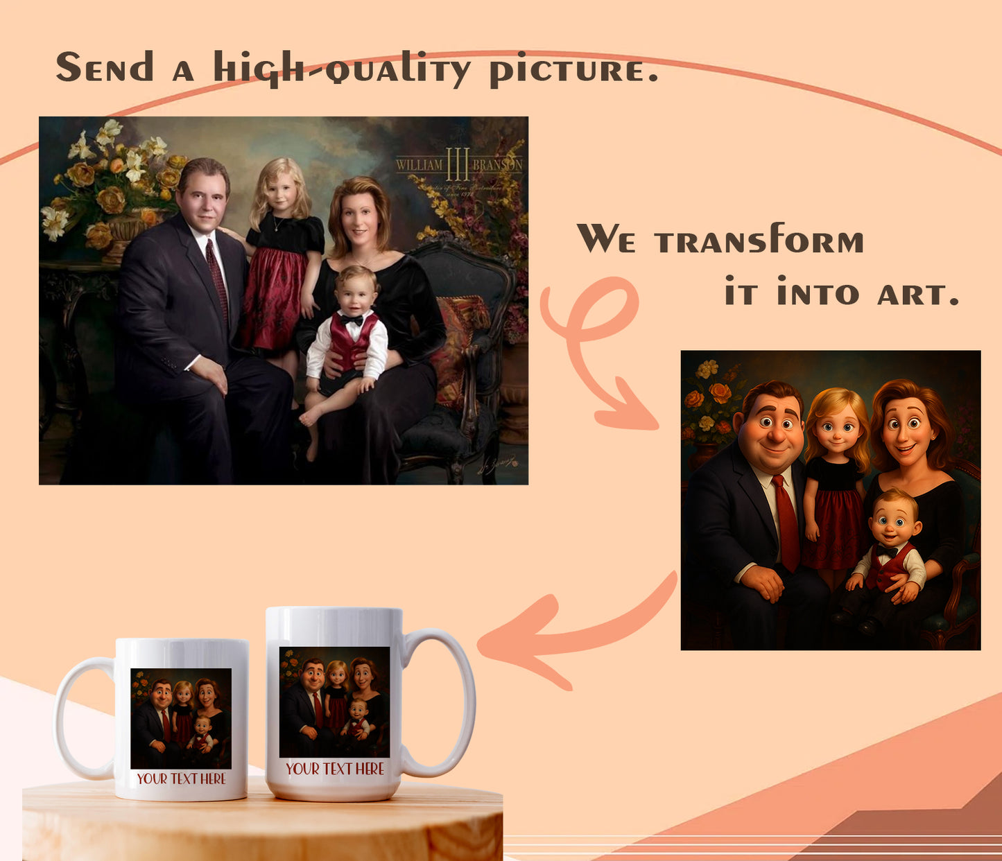 Personalized Cartoon Family Mug - Unique Gift for Mom, Dad