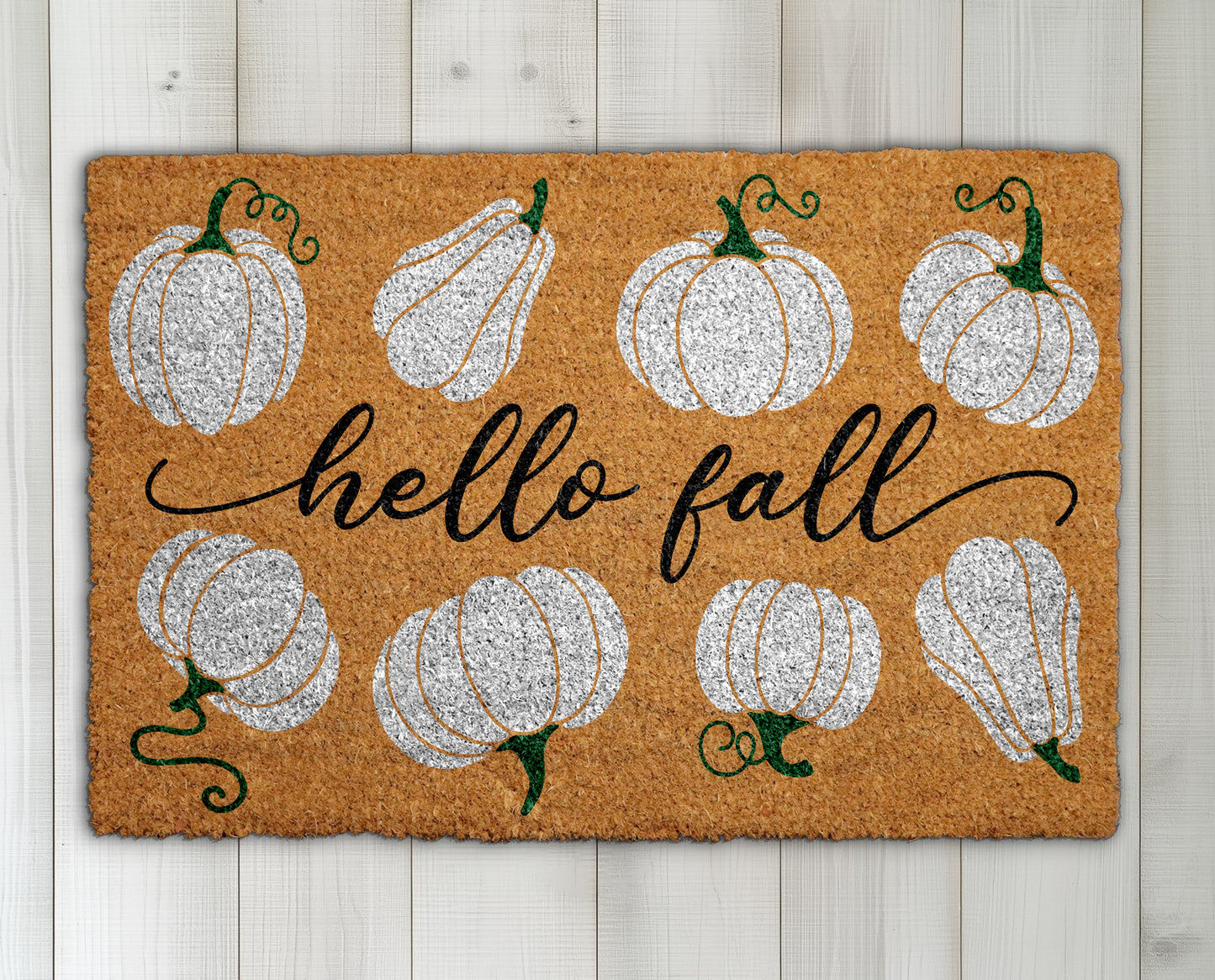 White Pumpkin Doormat: Modern Farmhouse Fall Entryway Decor Gift