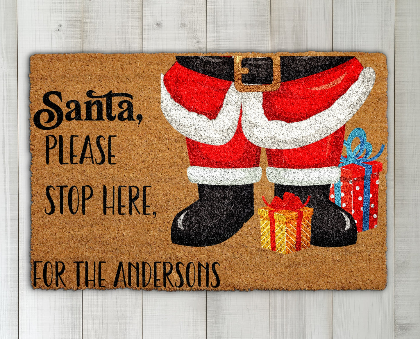 Custom Santa Doormat, Festive Welcome Mat for Xmas Front Porch